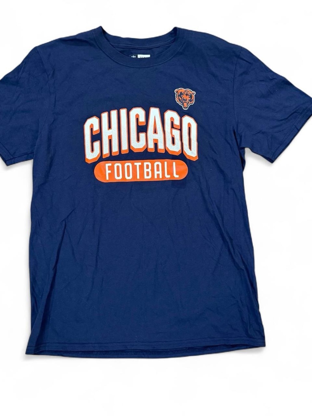 NFL Chicago Bears Chicago Football Navy Blue Cotton T-Shirt Bear Logo Size L